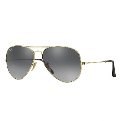 Ray Ban Aviator Havana Collection Sunglasses Gold Frame Grey Lenses 58-14