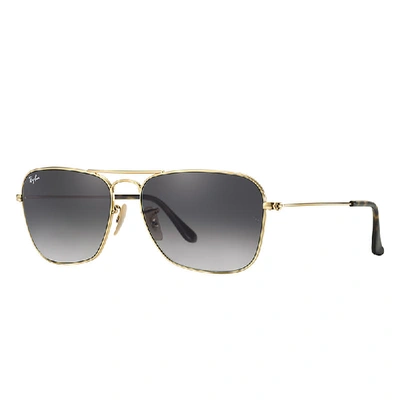 Ray Ban Caravan Sunglasses Gold Frame Grey Lenses 58-15