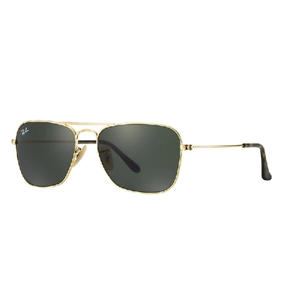 Ray Ban Caravan Sunglasses Gold Frame Green Lenses 58-15