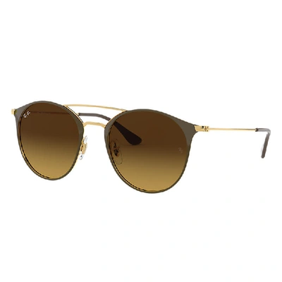 Ray Ban Rb3546 Sunglasses Gold Frame Brown Lenses 49-20