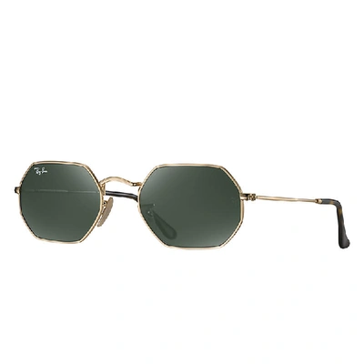 Ray Ban Sunglasses Unisex Octagonal Classic - Arista Gold Frame Green Lenses 53-21