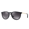 Ray Ban Sunglasses Woman Erika @collection - Gold Frame Black Lenses Polarized 54-18 In Gold
