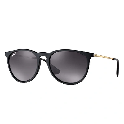 Ray Ban Sunglasses Woman Erika @collection - Gold Frame Black Lenses Polarized 54-18