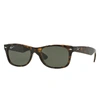 Ray Ban New Wayfarer Classic Sunglasses Tortoise Frame Green Lenses Polarized 58-18 In Tortoise