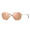 Ray Ban Hexagonal Flat Lenses Sunglasses Gold Frame Brown Lenses 51-21 In Gold