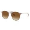 Ray Ban Rb3546 Sunglasses Bronze-copper Frame Brown Lenses 52-20 In Bronze-copper