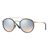 RAY BAN SUNGLASSES UNISEX ROUND DOUBLE BRIDGE - GOLD FRAME SILVER LENSES 51-22