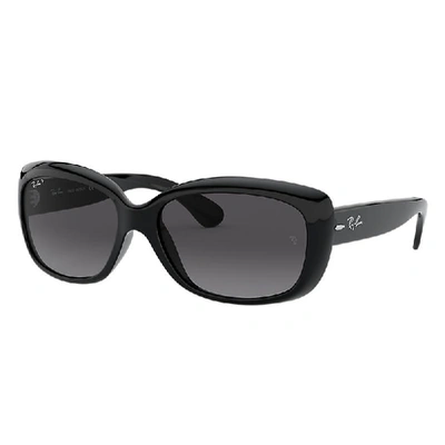 RAY BAN JACKIE OHH SONNENBRILLEN SCHWARZ FASSUNG GRAU GLAS POLARISIERT 58-17