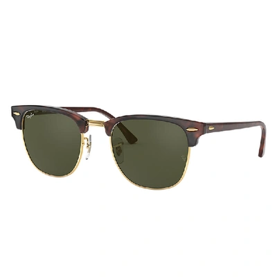 Ray Ban Clubmaster Classic Sunglasses Tortoise Frame Green Lenses 55-19 In Tortoise On Gold