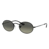 RAY BAN OVAL FLAT LENSES SUNGLASSES BLACK FRAME GREY LENSES 54-21