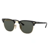 Ray Ban Clubmaster Metal Sunglasses Black Frame Green Lenses Polarized 51-21 In Black On Gold