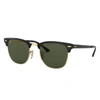 RAY BAN SUNGLASSES UNISEX CLUBMASTER METAL - BLACK ON GOLD FRAME GREEN LENSES 51-21