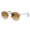 RAY BAN SUNGLASSES MAN ROUND FLAT LENSES - GUNMETAL FRAME BROWN LENSES 50-21