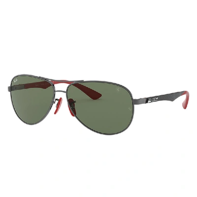 RAY BAN SUNGLASSES MAN RB8313M SCUDERIA FERRARI COLLECTION - BLACK FRAME GREEN LENSES 61-13