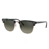 Ray Ban Clubmaster Fleck Sunglasses Black Frame Grey Lenses 51-21 In Grau Grün