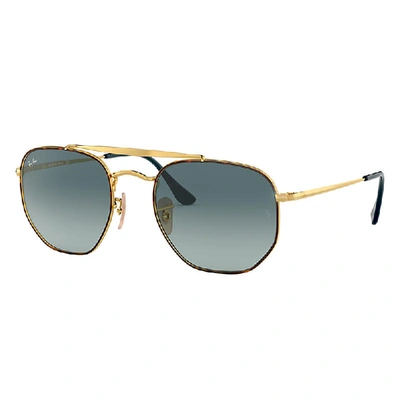 Ray Ban Marshal Sunglasses Gold Frame Blue Lenses 54-21