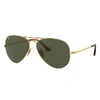 RAY BAN AVIATOR METAL II SUNGLASSES GOLD FRAME GREEN LENSES 55-14