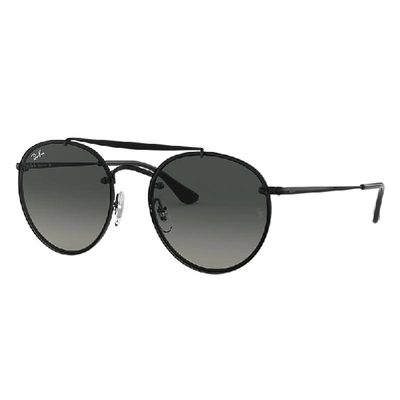 Ray Ban Blaze Round Double Bridge Grey Gradient Round Unisex Sunglasses Rb3614n 148/11 54 In Black