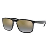 Ray Ban Rb4264 Chromance Sunglasses Black Frame Blue Lenses Polarized 58-18 In Schwarz