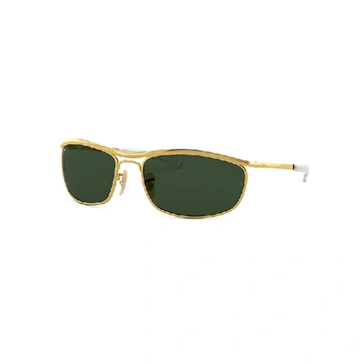 RAY BAN SUNGLASSES UNISEX OLYMPIAN I DELUXE - GOLD FRAME GREEN LENSES 62-18