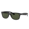 Ray Ban New Wayfarer Color Mix Sunglasses Black Frame Green Lenses 58-18 In Black