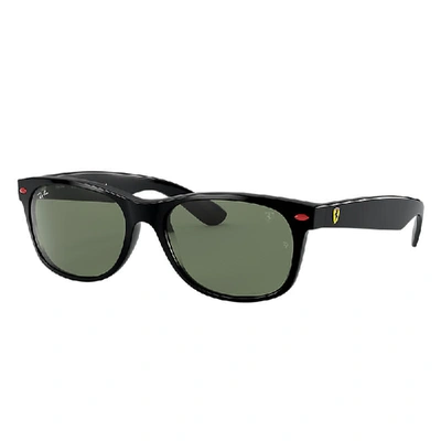 RAY BAN SUNGLASSES UNISEX RB2132M SCUDERIA FERRARI COLLECTION - BLACK FRAME GREEN LENSES 55-18