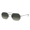 Ray Ban Octagonal Classic Sunglasses Gunmetal Frame Grey Lenses 53-21 In Gunmetal