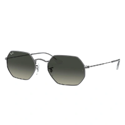 Ray Ban Octagonal Classic Sunglasses Gunmetal Frame Grey Lenses 53-21