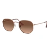Ray Ban Hexagonal Flat Lenses Sunglasses Bronze-copper Frame Brown Lenses 54-21 In Bronze-kupfer