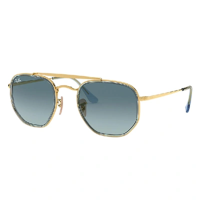 Ray Ban Marshal Ii Sunglasses Gold Frame Blue Lenses 52-23