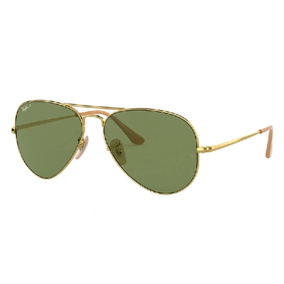Ray Ban Aviator Metal Ii Sunglasses Gold Frame Green Lenses Polarized 58-14