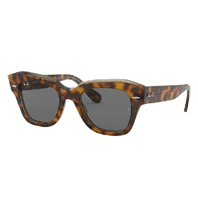 RAY BAN STATE STREET SONNENBRILLEN HAVANA AUF BRAUN TRANSPARENT FASSUNG GRAU GLAS 49-20