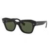 Ray Ban State Street Sunglasses Black Frame Green Lenses 49-20 In Black