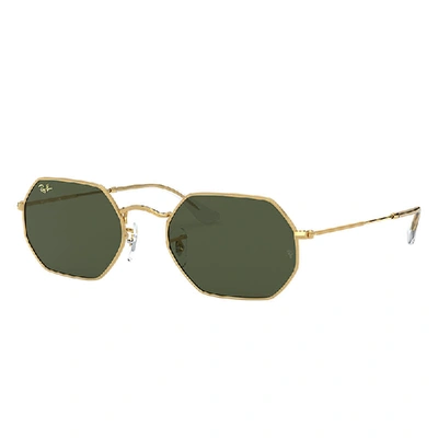 Ray Ban Octagonal Legend Gold Sunglasses Gold Frame Green Lenses 53-21