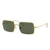 RAY BAN RECTANGLE 1969 SONNENBRILLEN GOLD FASSUNG GRÜN GLAS 54-19