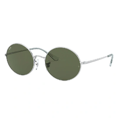 Ray Ban Oval 1970 Sunglasses Silver Frame Green Lenses 54-19