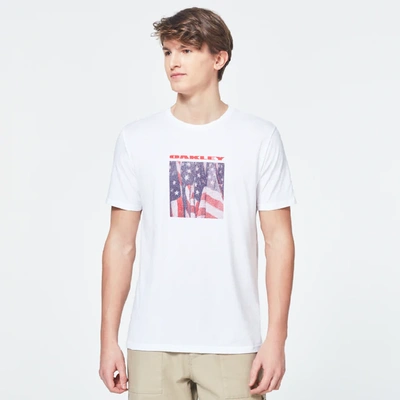 Oakley Usa Flag Picture Short Sleeve Tee In White