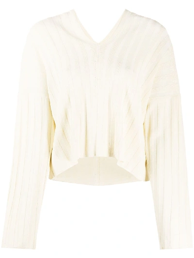 Le 17 Septembre Ribbed-knit V-neck Jumper In Yellow