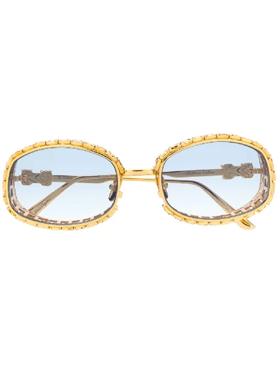 Anna-karin Karlsson Embellished Oval Sunglasses In Gold