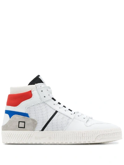 Date High-top Contrast Panel Sneakers In White