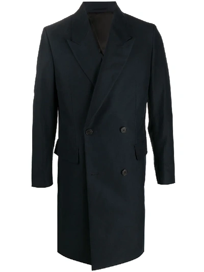 The Row Double Breasted Coat In Blue