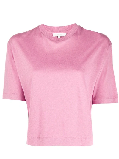 Vince Cropped Short-sleeve Shirt In Pink