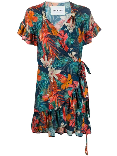 Ava Adore Tropical Print Wrap Dress In Orange