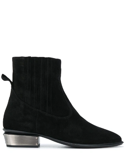 Kate Cate Cowboy Kate Low Heels Ankle Boots In Black Suede