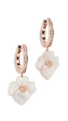 Kate Spade Precious Pansy Pavé Drop Mini Hoops In Cream Multi/rose Gold
