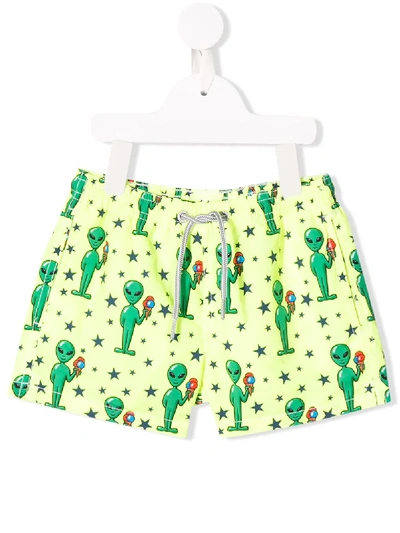 Mc2 Saint Barth Kids' Alien Swim Shorts In Yellow