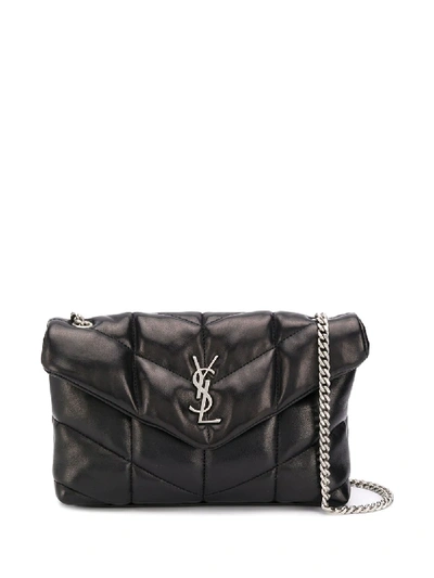 Saint Laurent Monogram Loulou Puffer Small Leather Shoulder Bag In Black