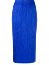 Issey Miyake Pleated Midi Skirt In Blue