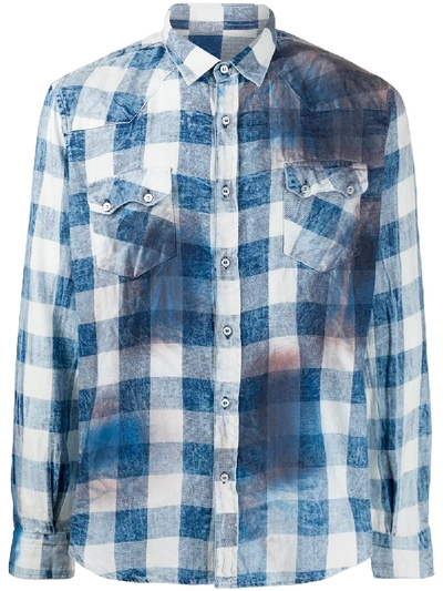 Family First Washed-effect Checked Shirt In Blue