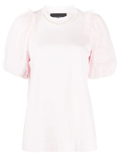 Simone Rocha Tulle-trimmed Cotton T-shirt In Pink